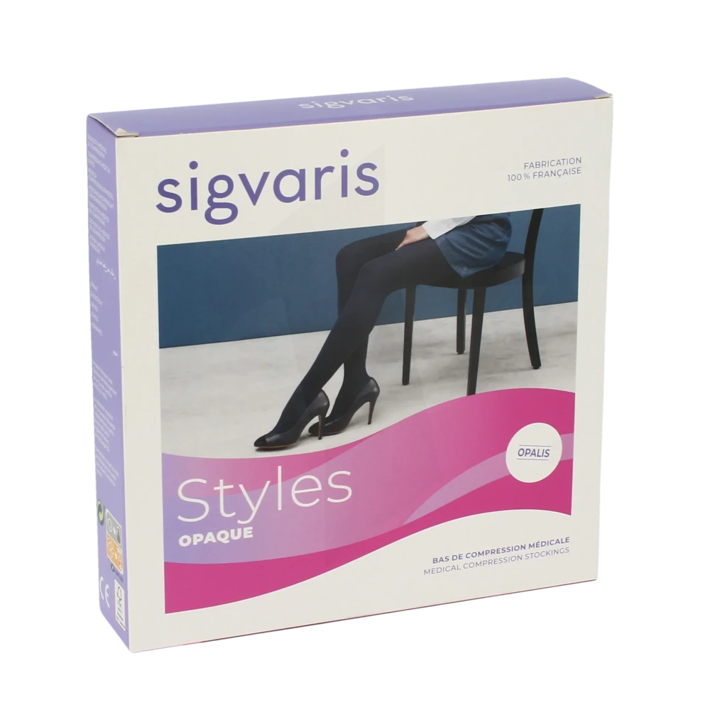 Sigvaris Styles Opaque Bas Auto-fixants  Femme Classe 2 Noir Small Normal