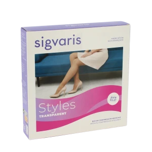Sigvaris Styles Transparent Bas Auto-fixants  Femme Classe 2 Beige 120 Medium Long