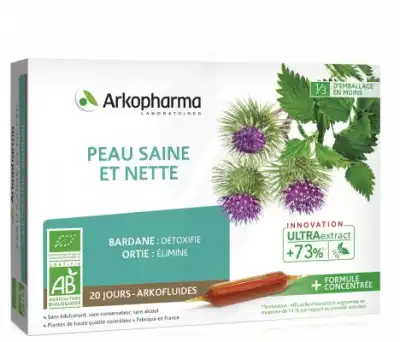 Arkofluide Bio Ultraextract Solution Buvable Peau Saine Et Nette 20 Ampoules/10ml à Fargues-  Saint Hilaire