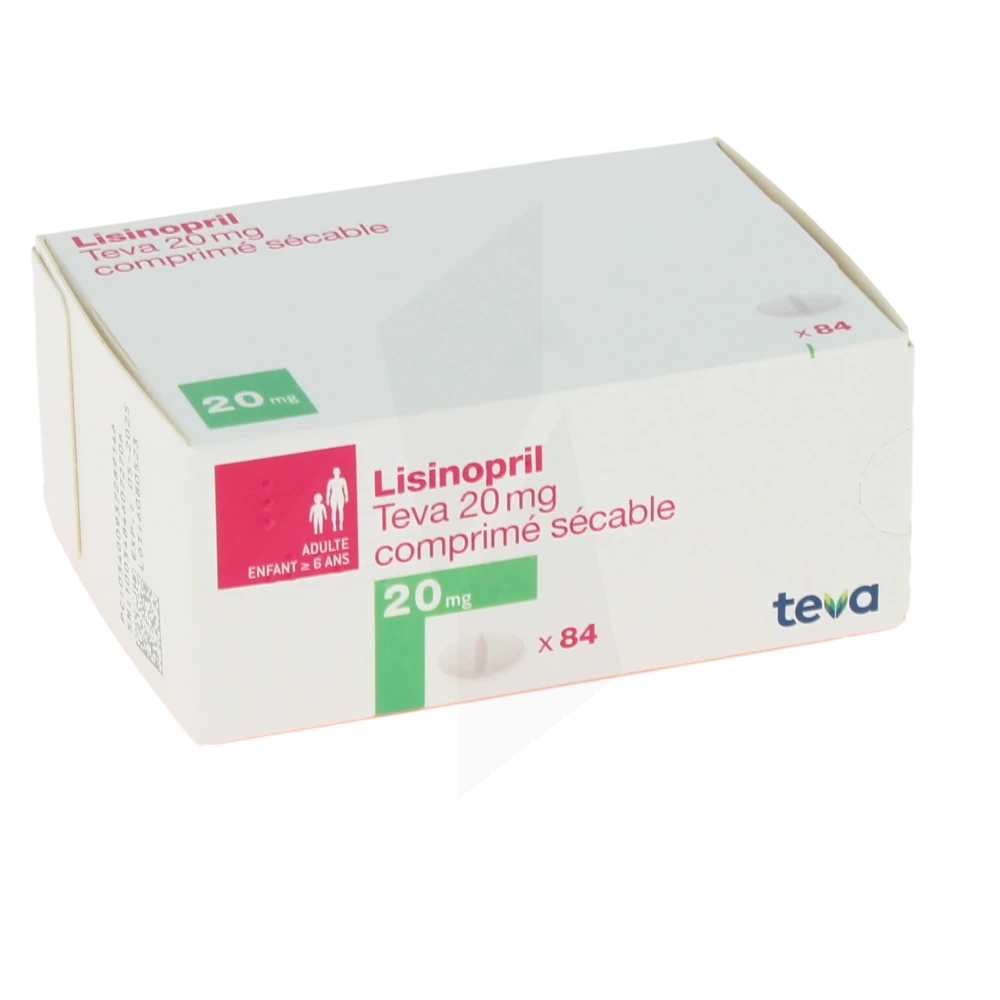 Lisinopril Teva 20 Mg, Comprimé Sécable