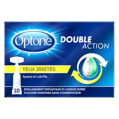 Optone Monodose Double Action Solution Oculaire Yeux Irrités B/10 à CANEJAN