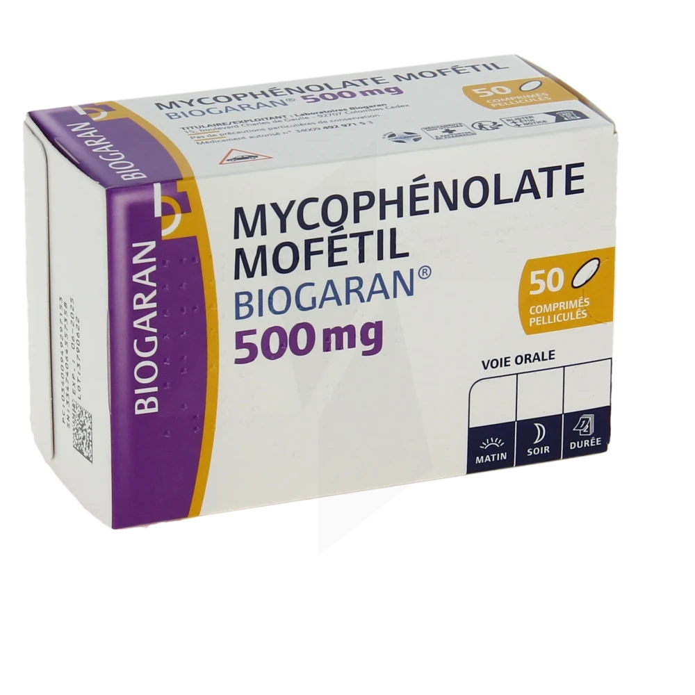 Mycophenolate Mofetil Biogaran 500 Mg, Comprimé Pelliculé