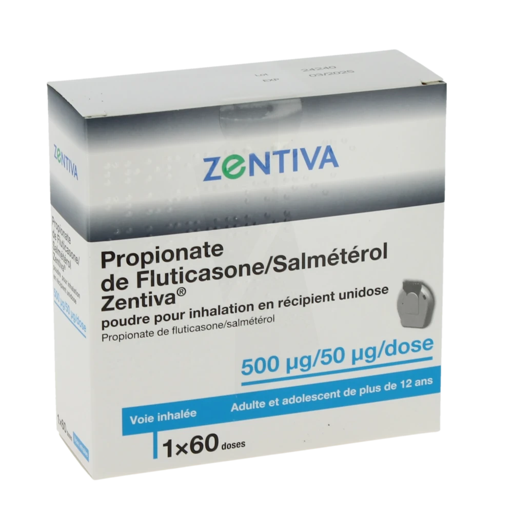 Propionate De Fluticasone/salmeterol Zentiva 500 Microgrammes/50 Microgrammes/dose, Poudre Pour Inhalation En Récipient Unidose