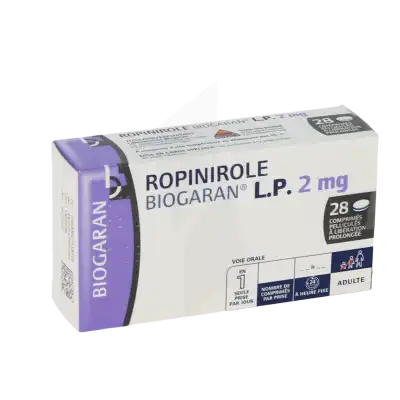 ROPINIROLE BIOGARAN LP 2 mg, comprimé pelliculé à libération prolongée