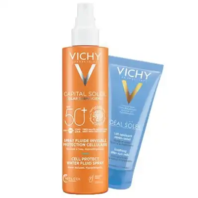 Vichy Capital Soleil Spf50+ Spray Fluide Invisible Protection Cellulaire Spray/200ml + Après-soleil à Paris