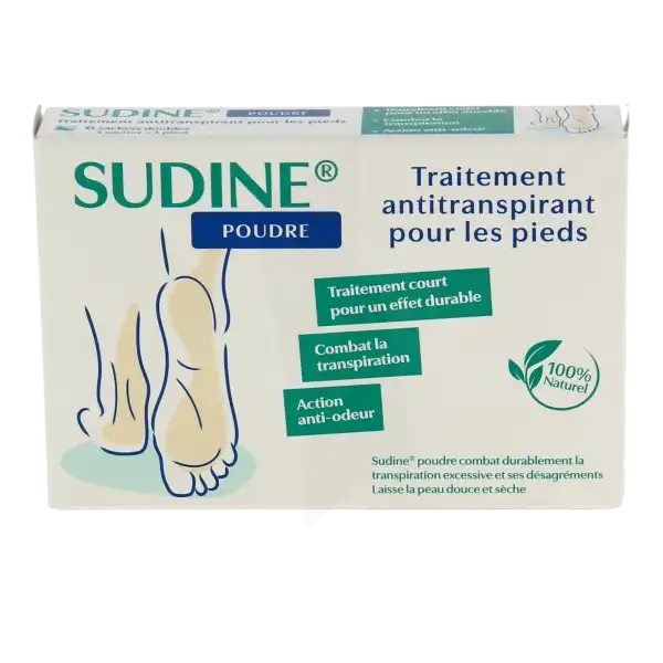 Sudine Poudre Traitement Anti-transpirant Pour Les Pieds Boites De 6 Sachets Doubles