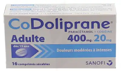 CODOLIPRANE ADULTES 400 mg/20 mg, comprimé sécable