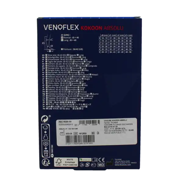Venoflex Kokoon Absolu 2 Chaussette Femme Noir Taille 5n