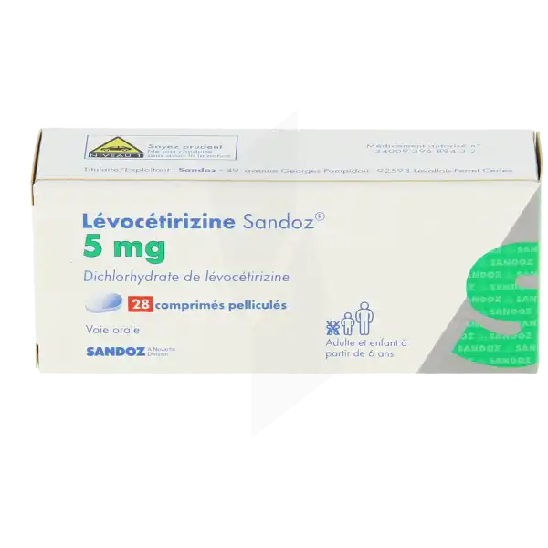 Levocetirizine Sandoz 5 Mg, Comprimé Pelliculé