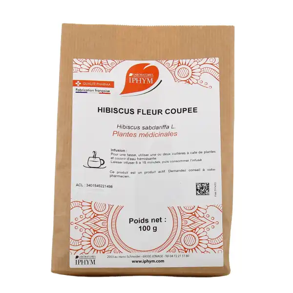 Iphym Santé Hibiscus (karkade) Plantes En Vrac Entières Et Coupées 100g