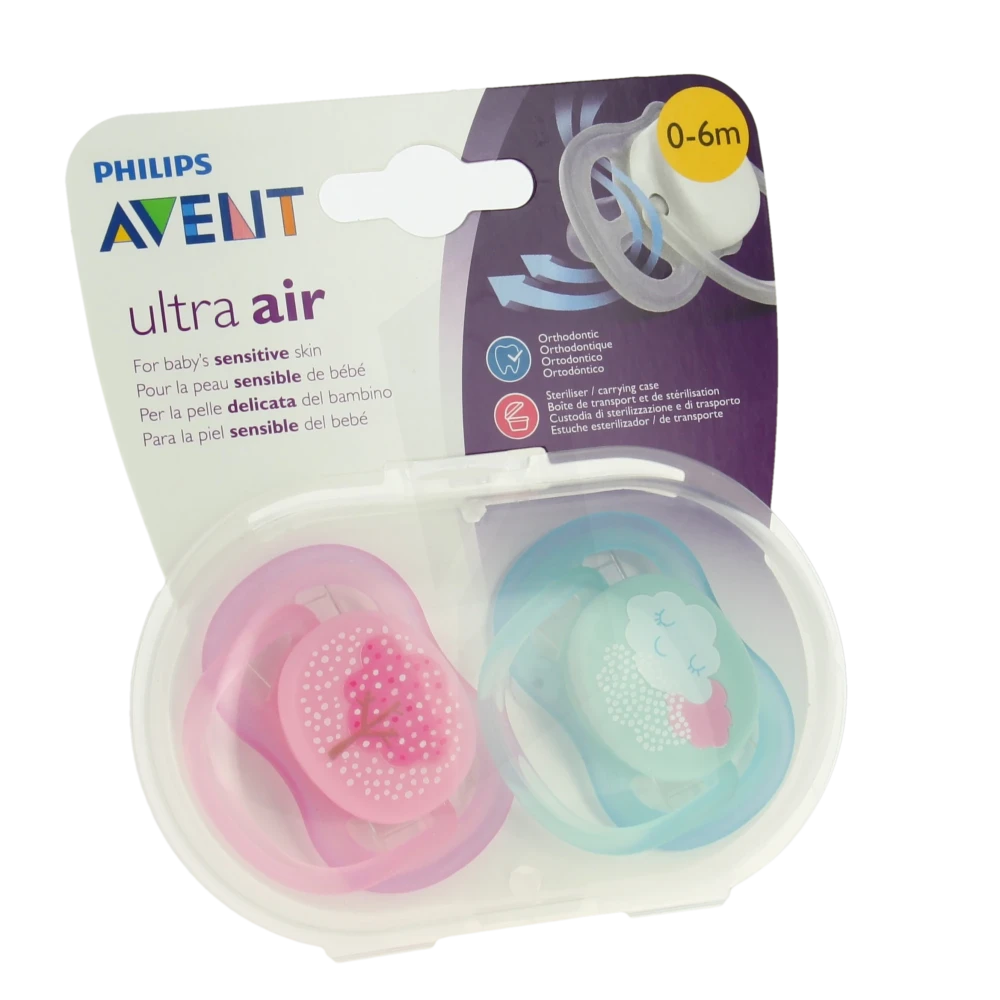 Avent Ultra Air Sucette Silicone 0-6mois Nuage B/2