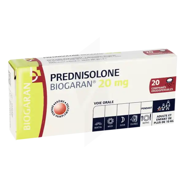 Prednisolone Biogaran 20 Mg, Comprimé Orodispersible