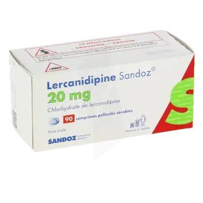 Lercanidipine Sandoz 20 Mg, Comprimé Pelliculé Sécable à Sèvres