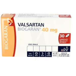 Valsartan Biogaran 40 Mg, Comprimé Pelliculé Sécable