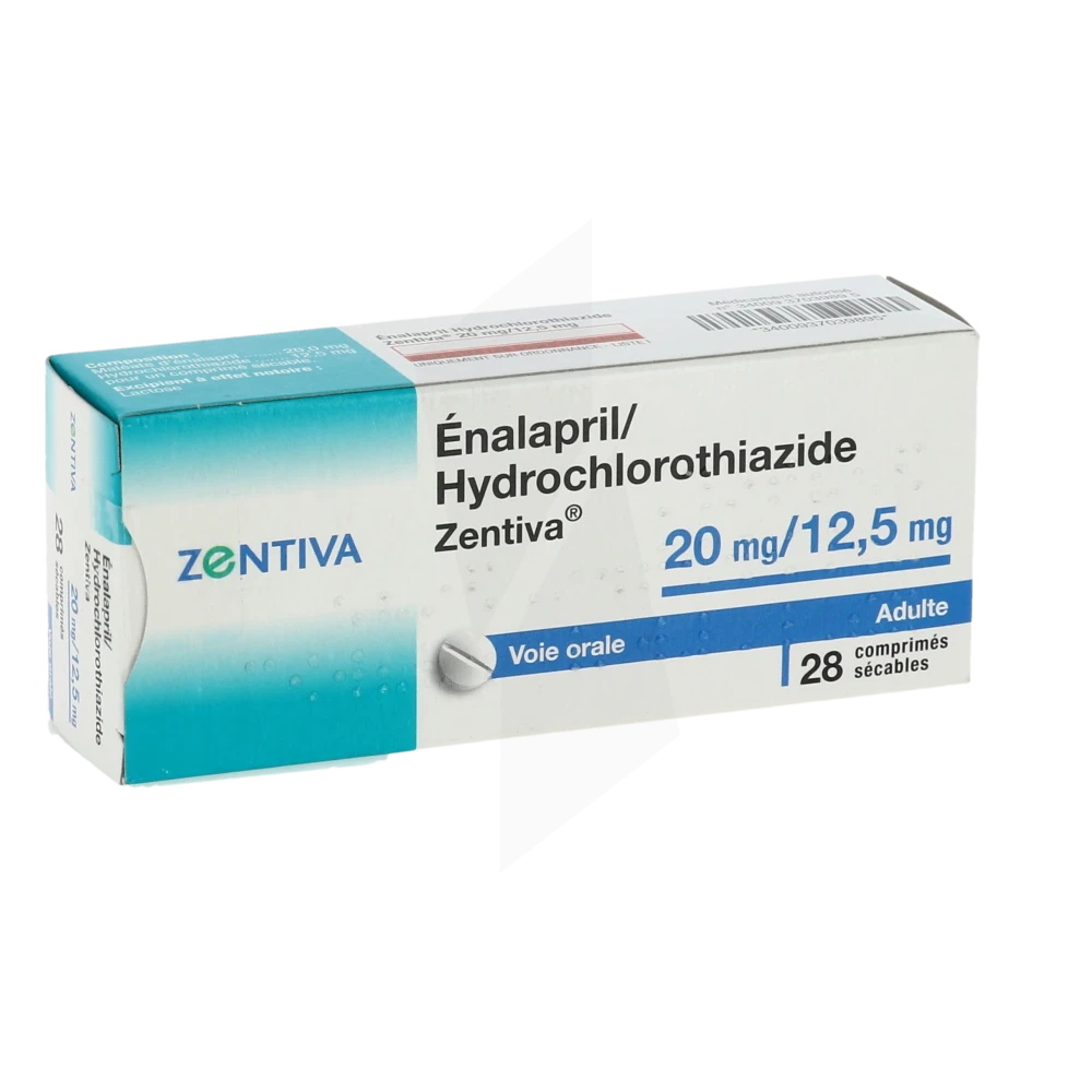 Enalapril/hydrochlorothiazide Zentiva 20 Mg/12,5 Mg, Comprimé Sécable