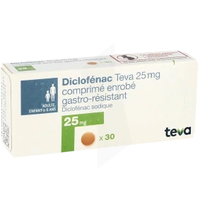 Diclofenac Teva 25 Mg, Comprimé Enrobé Gastro-résistant