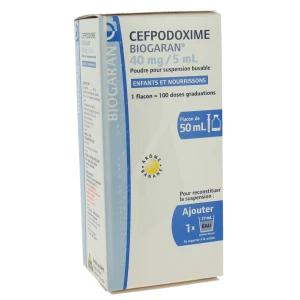 Cefpodoxime Biogaran Enfants Et Nourrissons 40 Mg/5 Ml, Poudre Pour Suspension Buvable