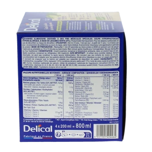 Delical Soupe Hp Hc Nutriment Velouté Légumes Verts 4bols/200ml