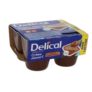 Delical Crème Dessert Sans Lactose Nutriment Chocolat 4pots/200g