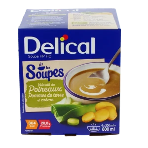 Delical Soupe Hp Hc Nutriment Velouté Poireaux Pommes De Terre 4bols/200ml