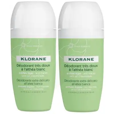 Klorane Déodorant Très Doux à l'Althéa Blanc Roll On 40 ml lot de deux