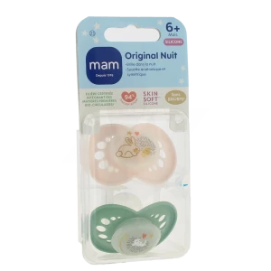 Mam Original Sucette Nuit Silicone 6mois+ B/2