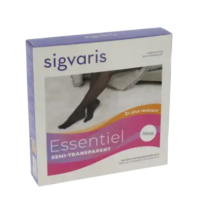 Sigvaris Essentiel Semi-transparent Bas Auto-fixants  Femme Classe 2 Noir Large Long à Vétraz-Monthoux