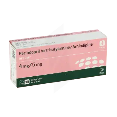 Perindopril Tert-butylamine/amlodipine Arrow 4 Mg/5 Mg, Comprimé à Bressuire