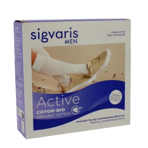 Sigvaris Active Coton Bio 55% Chaussette Classe 2 Homme Noir Long S