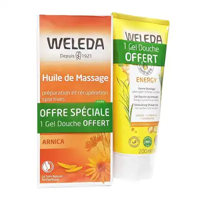 Weleda Soins Corps Huile De Massage Arnica Fl/200ml + Gel Douche Energy à BU