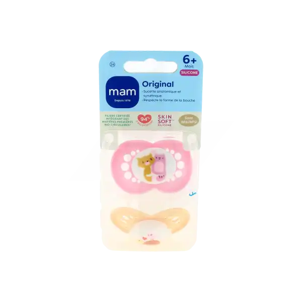 MAM ORIGINAL Sucette silicone 6 mois et + classic Boîte de 2