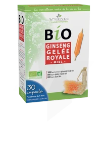 3 Chenes Bio Ginseng Gelée Royale Solution Buvable 30 Ampoules/10ml