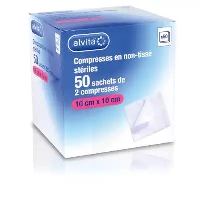 Alvita Compresses Stérile Non Tissé 10x10cm 50 Sachets/2 à Angers
