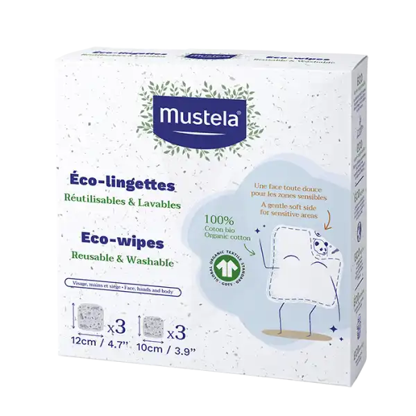 Mustela Eco-lingettes en coton Bio Paquet de 3