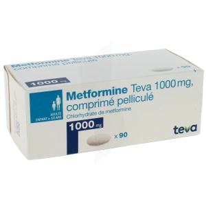 Metformine Teva 1000 Mg, Comprimé Pelliculé
