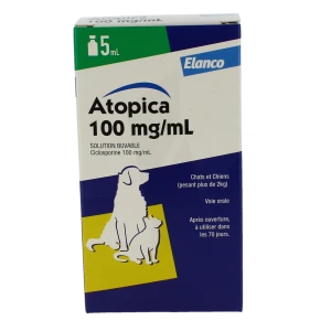 Atopica 100 Mg/ml Solution Buvable Pour Chats Et Chiens, Solution Buvable