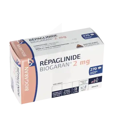 Repaglinide Biogaran 2 Mg, Comprimé Sécable à Bassens