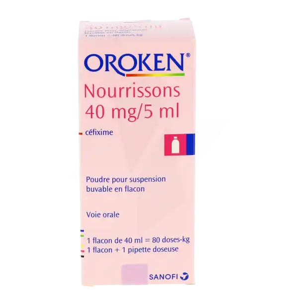 Oroken Nourrissons 40 Mg/5 Ml, Poudre Pour Suspension Buvable En Flacon
