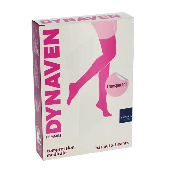 Dynaven Transparent Bas Auto-fixants  Femme Classe 2 Noir Medium Normal