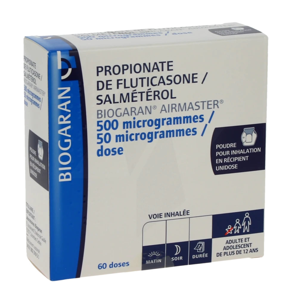 Propionate De Fluticasone/salmeterol Biogaran Airmaster 500 Microgrammes/ 50 Microgrammes/dose, Poudre Pour Inhalation En Récipient Uni