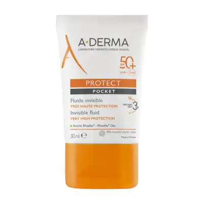 Acheter Aderma Protect Fluide Solaire Visage Invisible SPF50+ Pocket/30ml à HEROUVILLE ST CLAIR