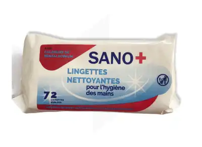 Sano+ Lingettes humides nettoyantes désinfectantes mains B/72