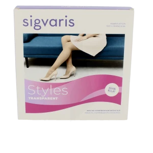Sigvaris Styles Transparent Bas Auto-fixants Po Femme Classe 2 Beige 110 Medium Long