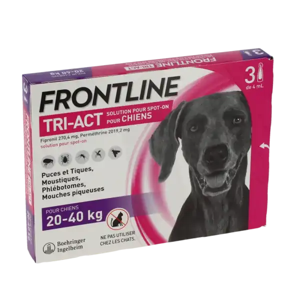 Frontline Tri-act Solution Pour Spot-on Chien 20-40kg 3 Pipettes/4ml