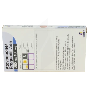 Atovaquone/proguanil Viatris 250 Mg/100 Mg, Comprimé Pelliculé