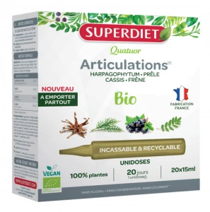 Superdiet Quatuor Bio Solution Buvable Articulations 20 Unidoses/15ml