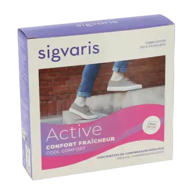 Sigvaris Active Confort FraÎcheur Chaussettes  Femme Classe 2 Écru Large Normal à LILLE
