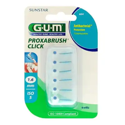 Gum Proxabrush Click, 1,6 Mm, Bleu , Blister 6 à La Ricamarie