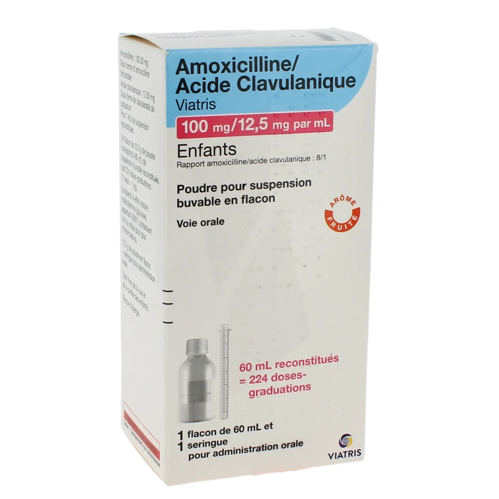 Amoxicilline/acide Clavulanique Viatris 100 Mg/12,5 Mg Par Ml Enfants, Poudre Pour Suspension Buvable En Flacon (rapport Amoxicilline/acide Clavulanique : 8/1)