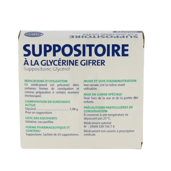 Suppositoire A La Glycerine Gifrer Adultes, Suppositoire